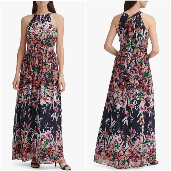 Eliza J Floral Printed Halter Maxi Dress sz 16W - Picture 1 of 13